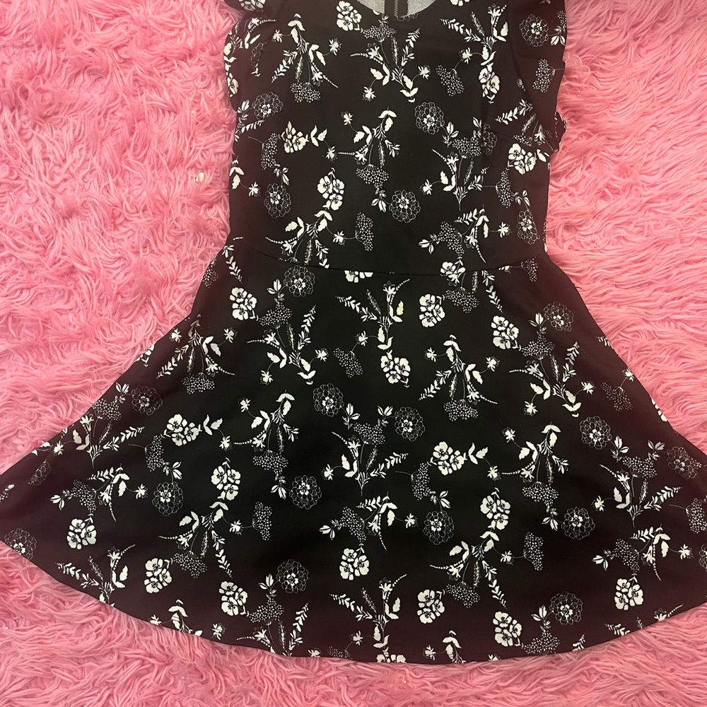 Floral Black and White Dress